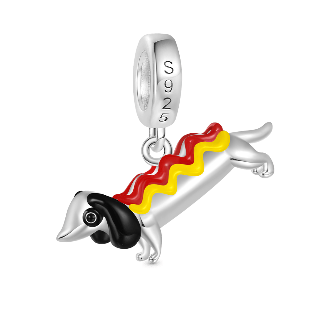 Gnoce Cute Dachshund Dog in Hot Dog Costume Pendant Dangle Charm_2