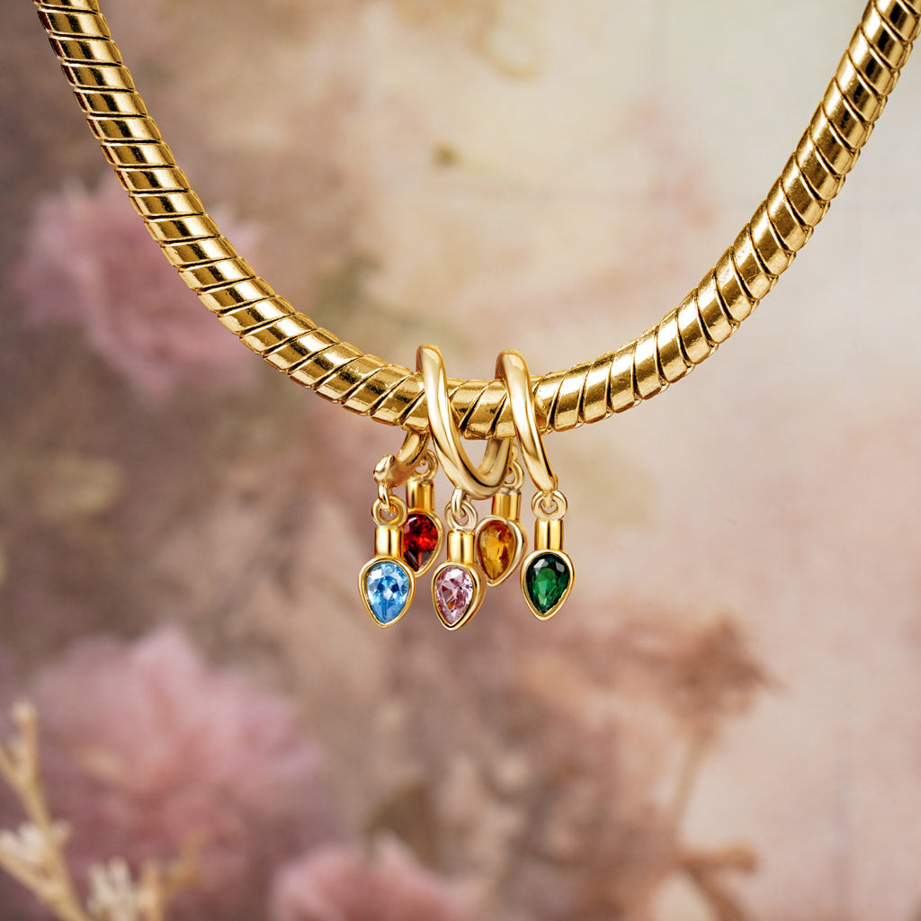 Gnoce 18k Gold Plated Christmas Candle Pear Birthstone Lights Charm_5