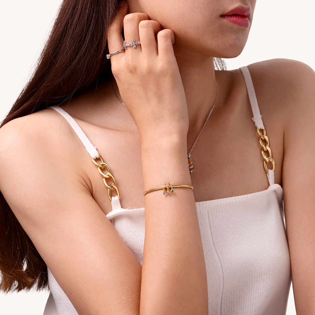 Gnoce 18k Gold Plated Christmas Candle Pear Birthstone Lights Charm_6