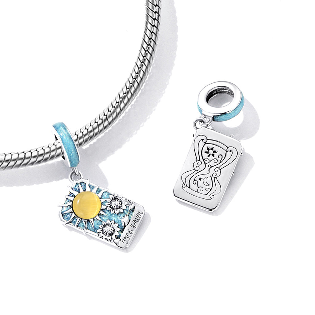 Gnoce Blue Tarot Card Sun Pendant Dangle Charm_2