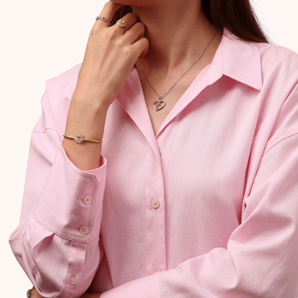 Gnoce 18k Gold Plated Infinite Love Round Birthstone Charm_4