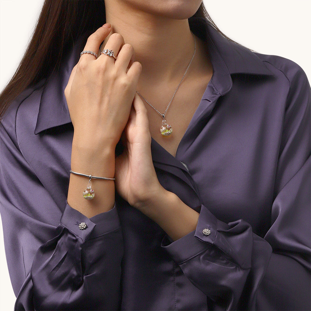 Gnoce Spring Flowers Quicksand Pendant Dangle Charm_5