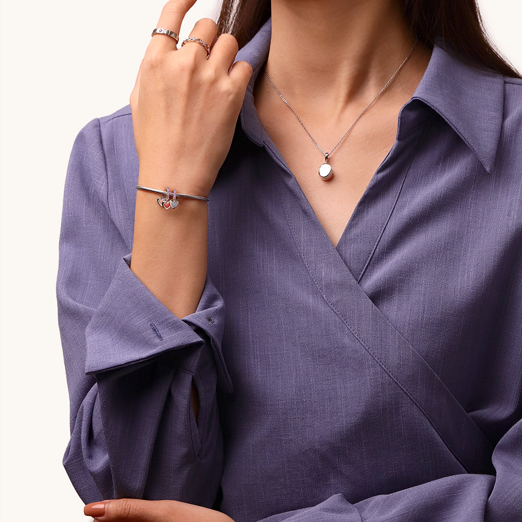 Gnoce Engravable Three Heart-shaped Glow-in-the-Dark Stone Family Pendant Dangle Charm_6