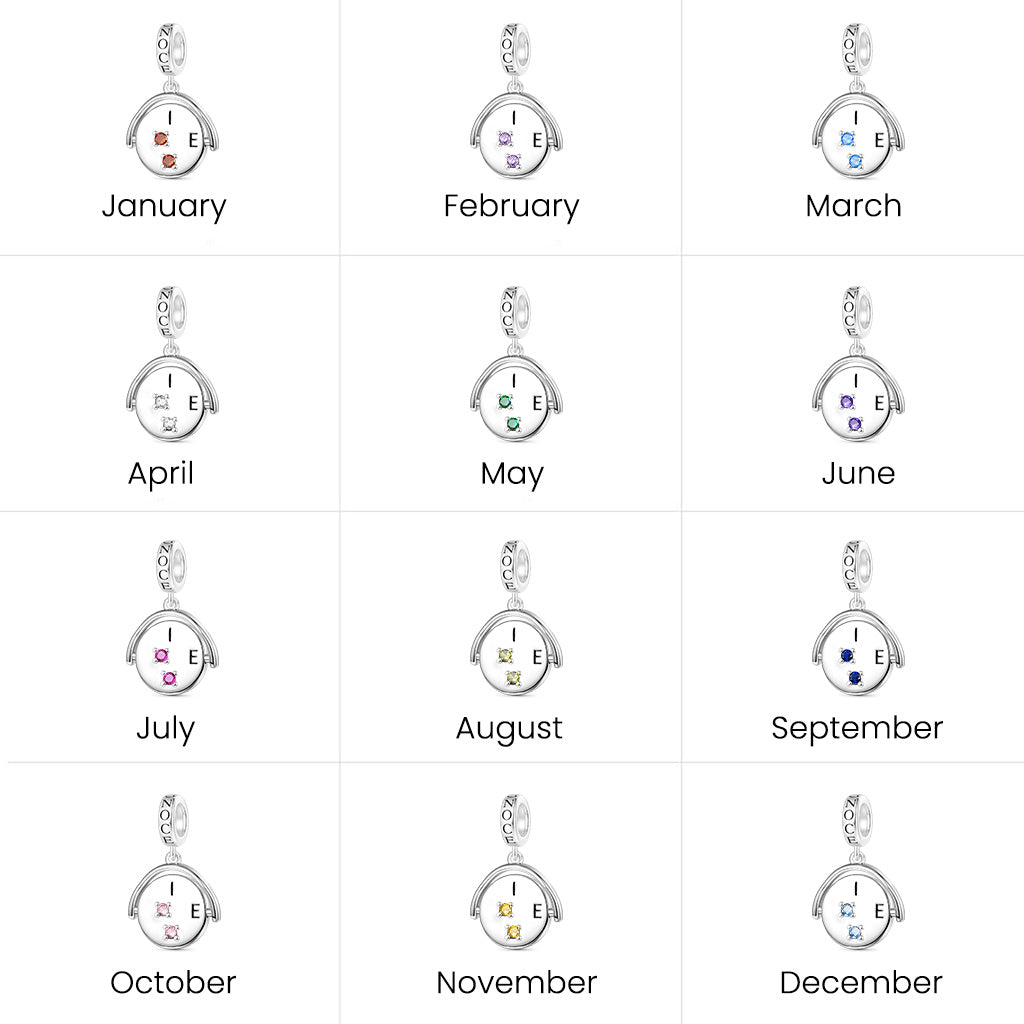 Gnoce "I love you" Vintage Spinner Birthstone Pendant Dangle Charm_3