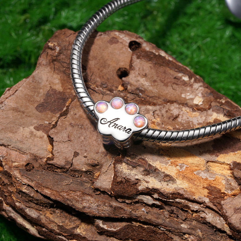 Gnoce Cat Paw Opal Inlaid Personalized Photo Charm_2