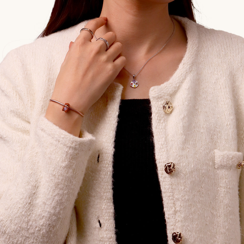 Gnoce Cute Brooke Otter Embraces Heart Birthstone Charm_5