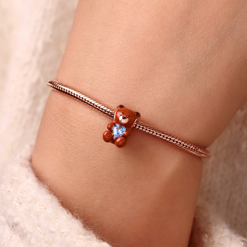 Gnoce Cute Bear Embraces Heart Birthstone Charm_7