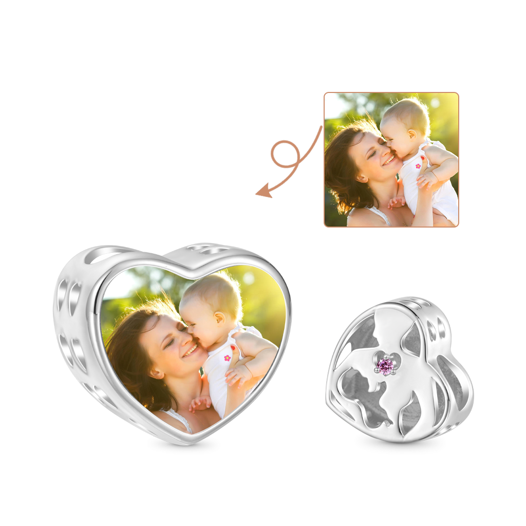 Gnoce Mother's Day Silhouette Personalized Photo Charm_1