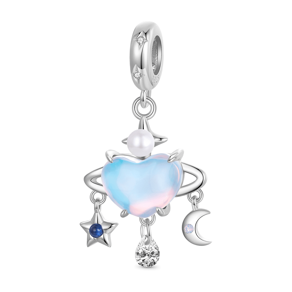 Gnoce Heart Blue Planet Pendant Dangle Charm_1