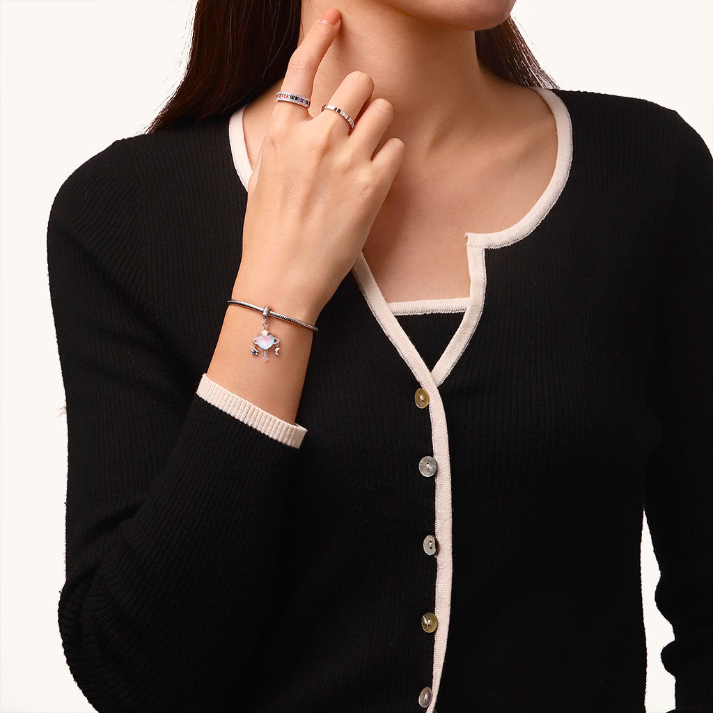 Gnoce Heart Blue Planet Pendant Dangle Charm_6