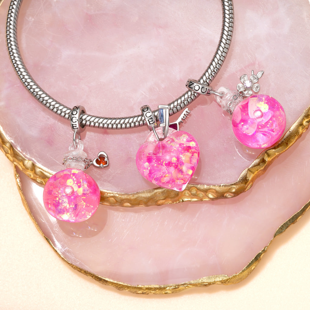Gnoce Sakura Luminous Pink Quicksand Bottle Pendant Dangle Charm_5