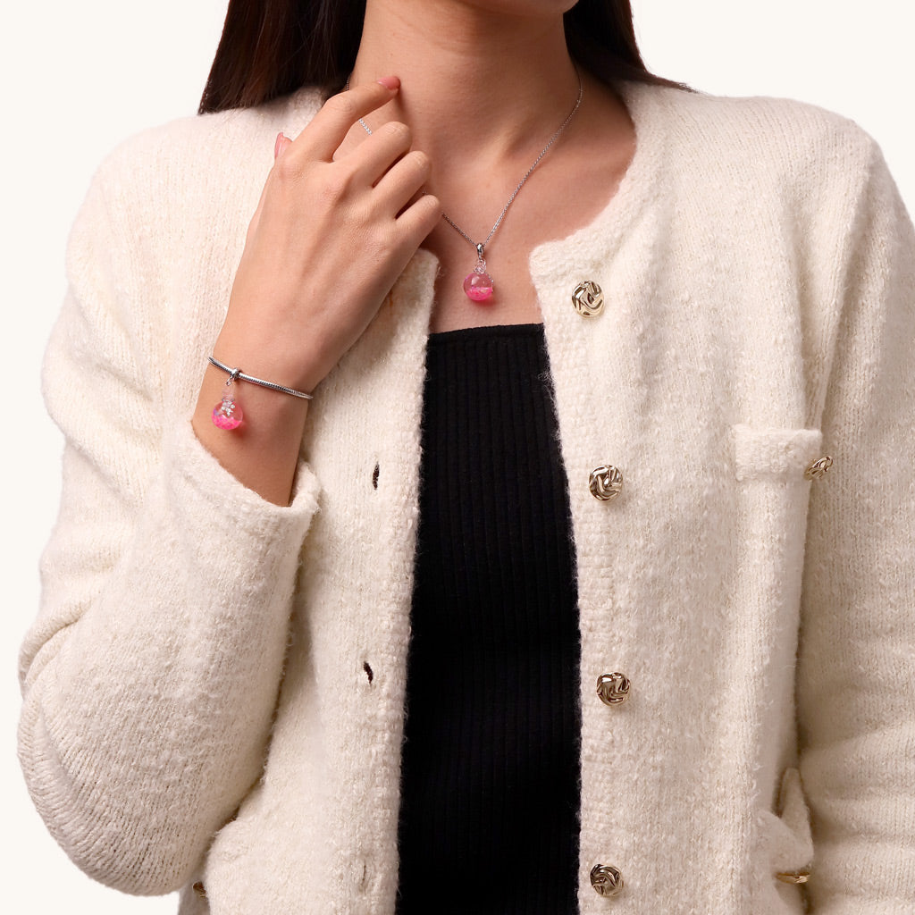 Gnoce Sakura Luminous Pink Quicksand Bottle Pendant Dangle Charm_6