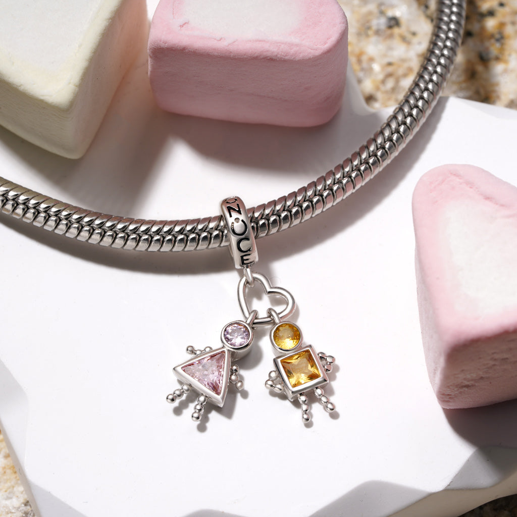 Gnoce Valentine's Day Love Characters Birthstone Pendant Dangle Charm_4