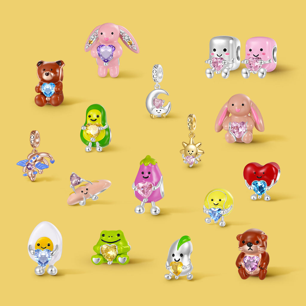 Gnoce Cute Brooke Otter Embraces Heart Birthstone Charm_4