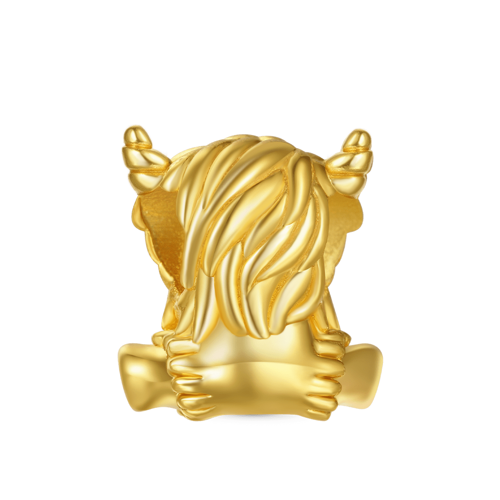 Gnoce 18K Solid Gold Scottish Highland Cow Charm_2