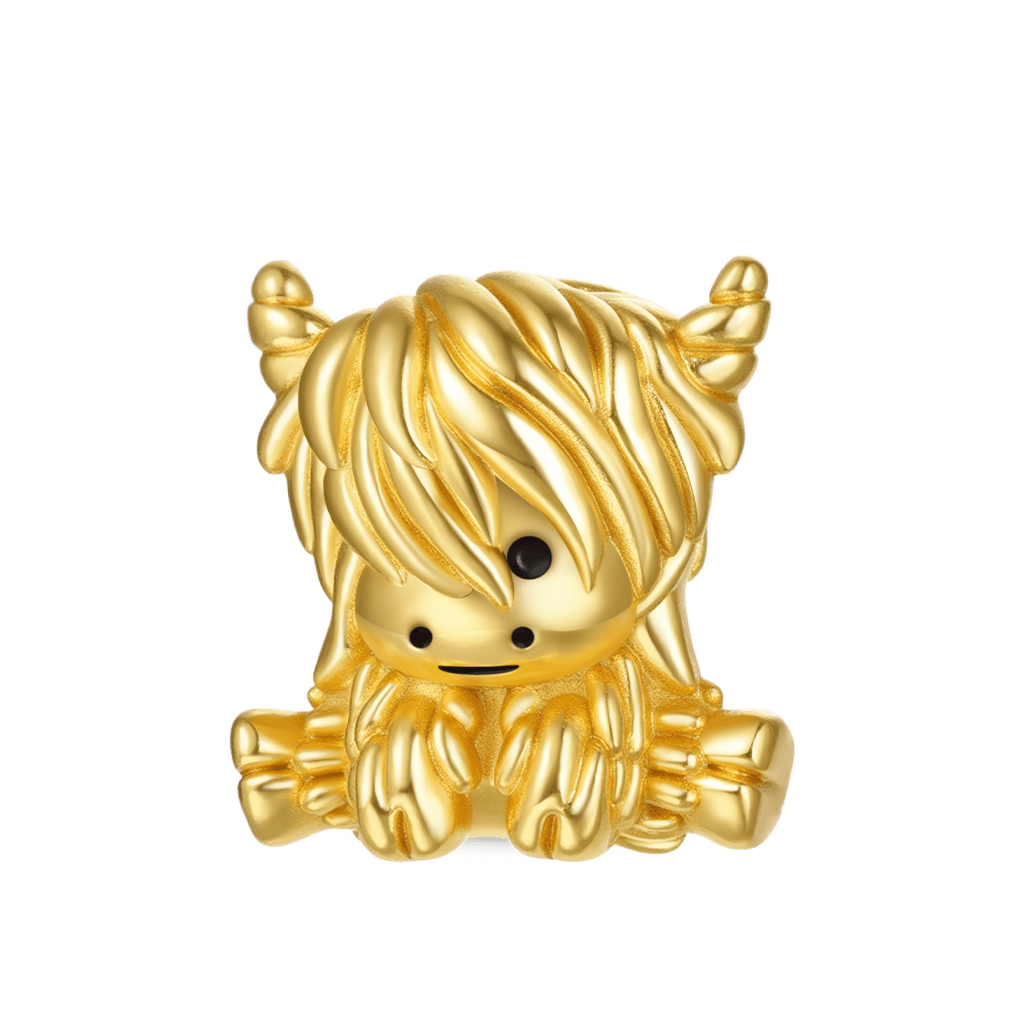 Gnoce 18K Solid Gold Scottish Highland Cow Charm_1