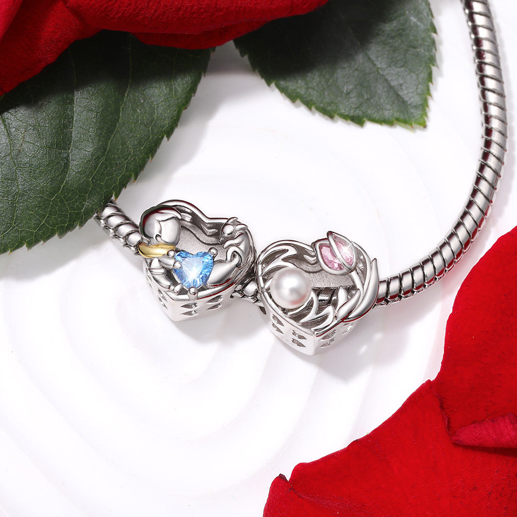 Gnoce Mother’s Day Pearl Tulip Heart Personalized Photo Charm_2