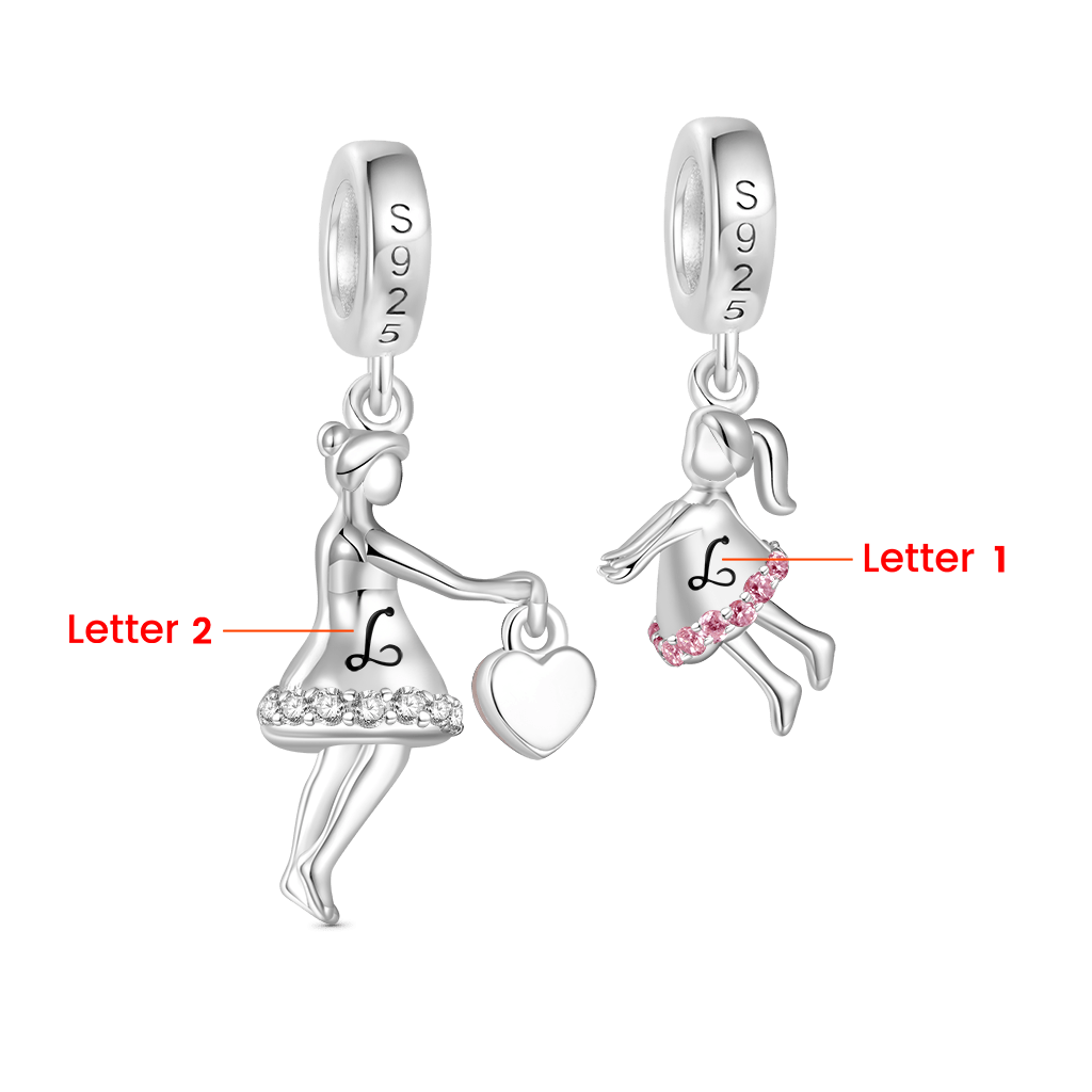 Gnoce Engravable Mother's Day Holding Hand Double Pendant Dangle Charm_3