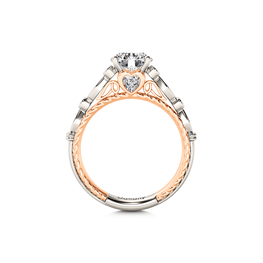 Round Gemstone Twisted Rope Vintage Engagement Ring Two Tone_3