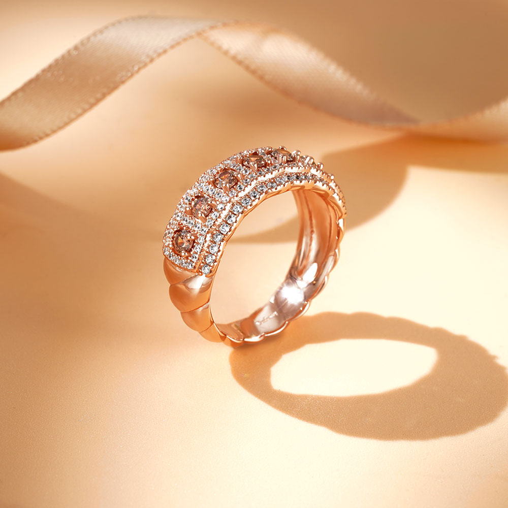 Round Brown Paving Band Ring_4