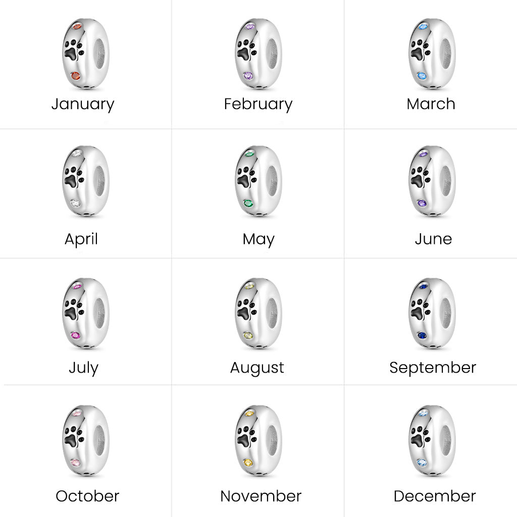 Gnoce Pet Paw Prints Birthstone Stopper Charm_3