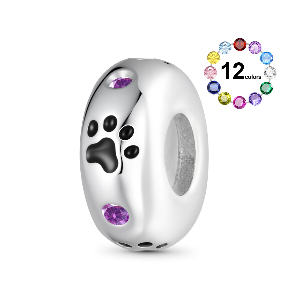 Gnoce Pet Paw Prints Birthstone Stopper Charm_1