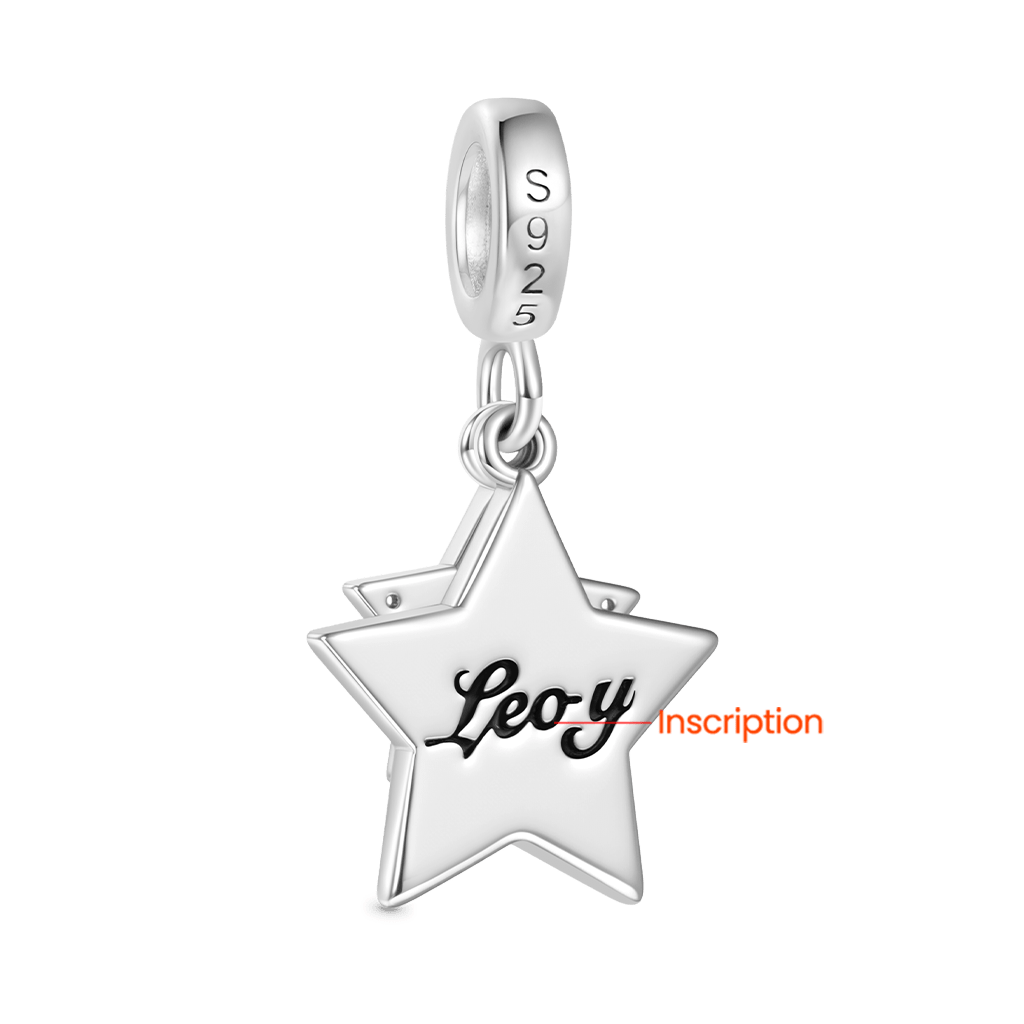 Gnoce Engravable Purple Glitter Star Glow-in-the-Dark Pendant Dangle Charm_3