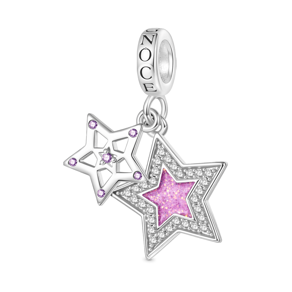 Gnoce Engravable Purple Glitter Star Glow-in-the-Dark Pendant Dangle Charm_2