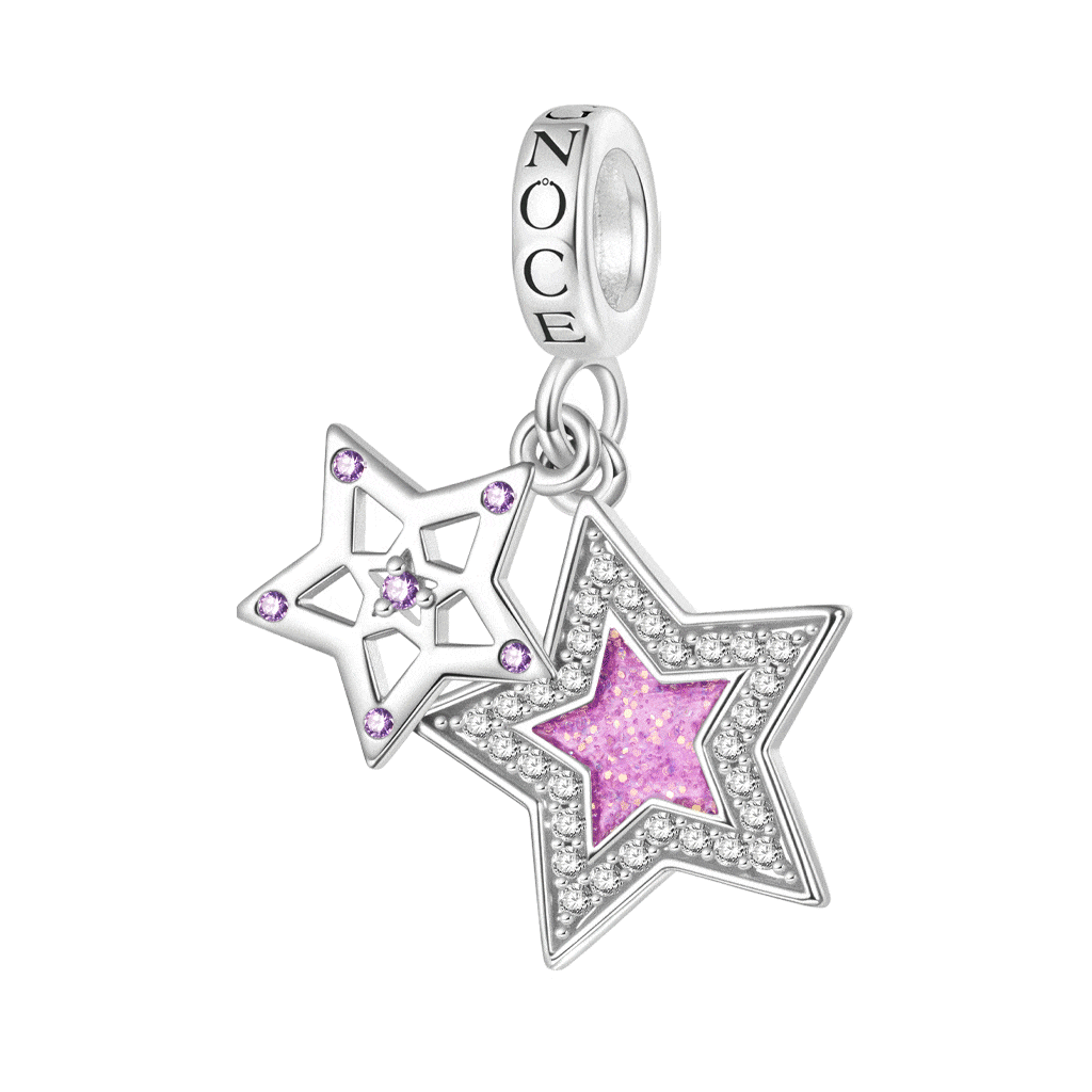 Gnoce Engravable Purple Glitter Star Glow-in-the-Dark Pendant Dangle Charm_1