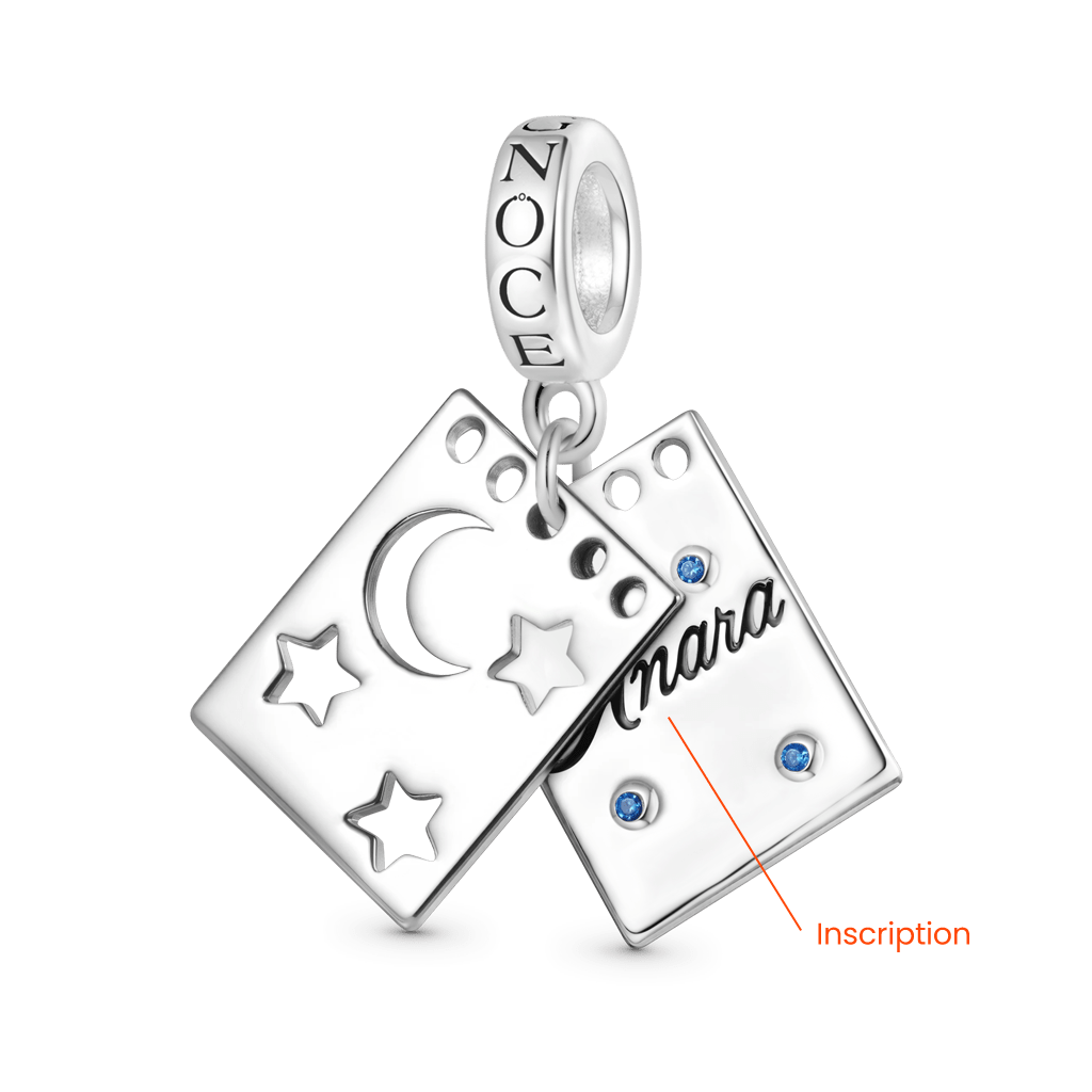 Gnoce Engravable Moonlight Stars Spiral Notebook Pendant Dangle Charm_2