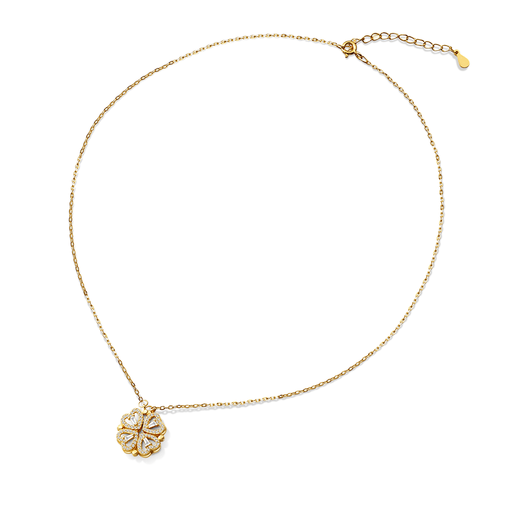 Gnoce Gold Color Fourleaf Clover Necklace_5