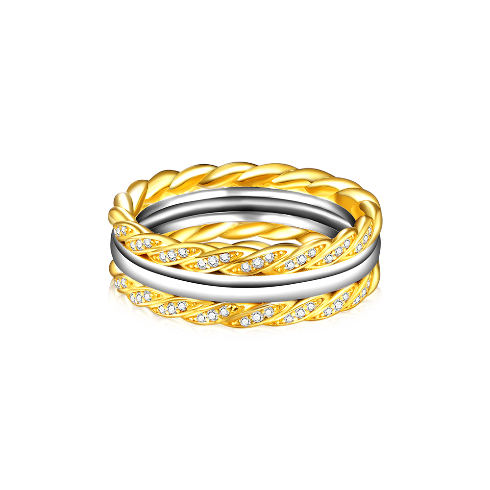 Gnoce Two-tone Twisted Rope Wedding Band Ring_1