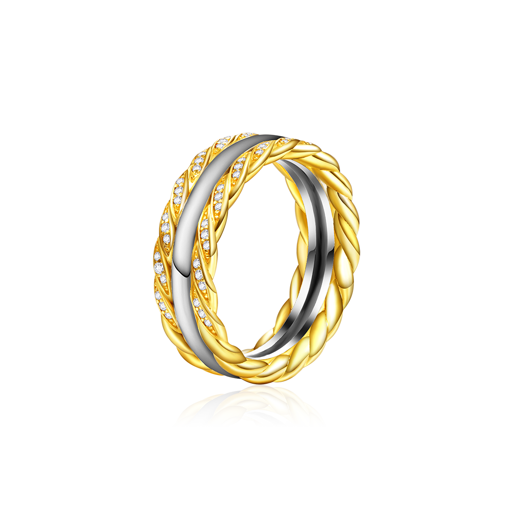 Gnoce Two-tone Twisted Rope Wedding Band Ring_2
