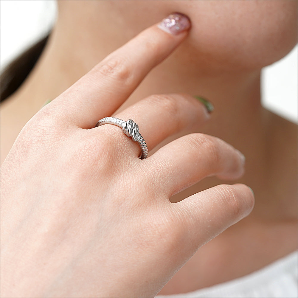 Gnoce Knot Twisted Rope Channel Band Ring_5