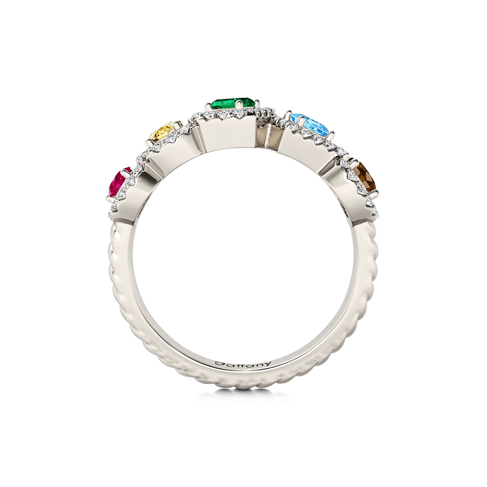 Fancy Color Mixed Shape Halo Twisted Rope Fashion Ring_4