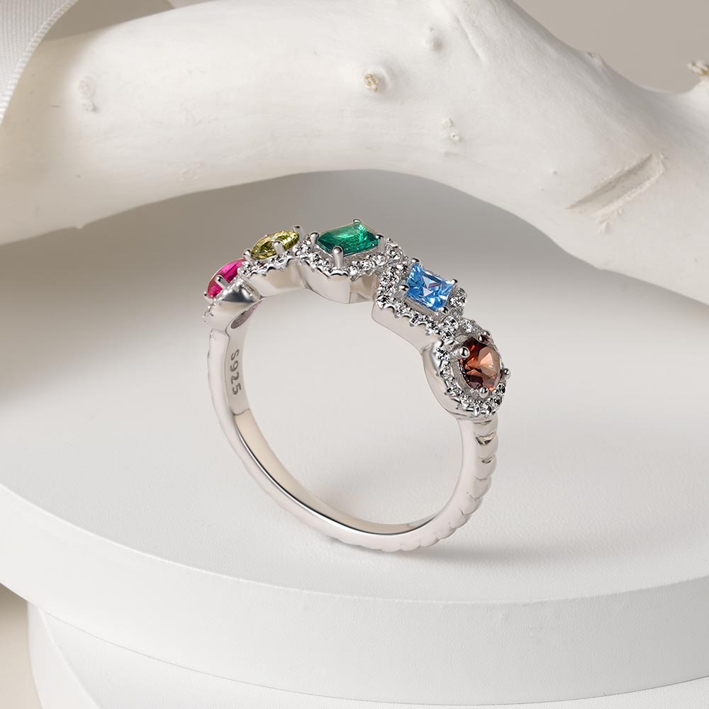 Fancy Color Mixed Shape Halo Twisted Rope Fashion Ring_5