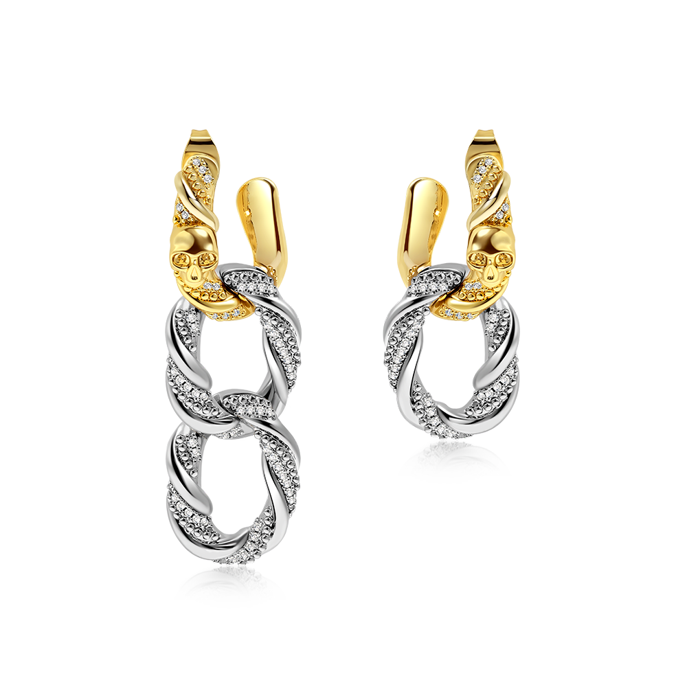 Gnoce Drop Removable Twisted Rope Skull Earrings_1