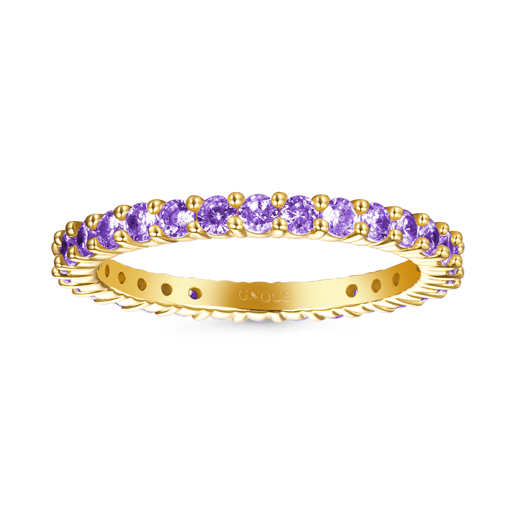 Gnoce Amethyst Round-cut Statement Eternity Band Ring_1