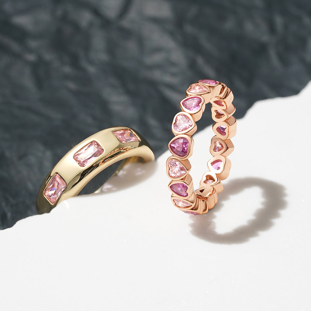 Gnoce Morganite Heart Bezel Eternity Band Ring_4