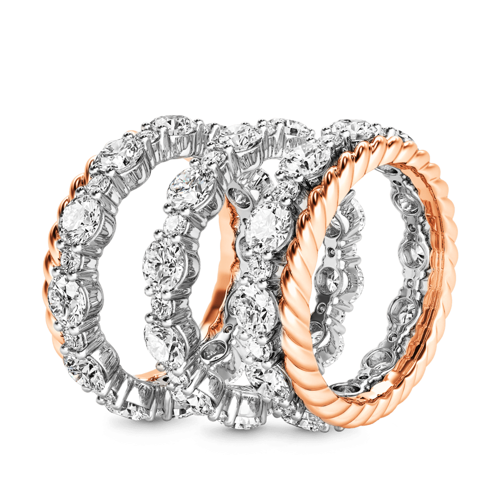 Gnoce Stackable Two-tone Paved Trio Ring Set_2