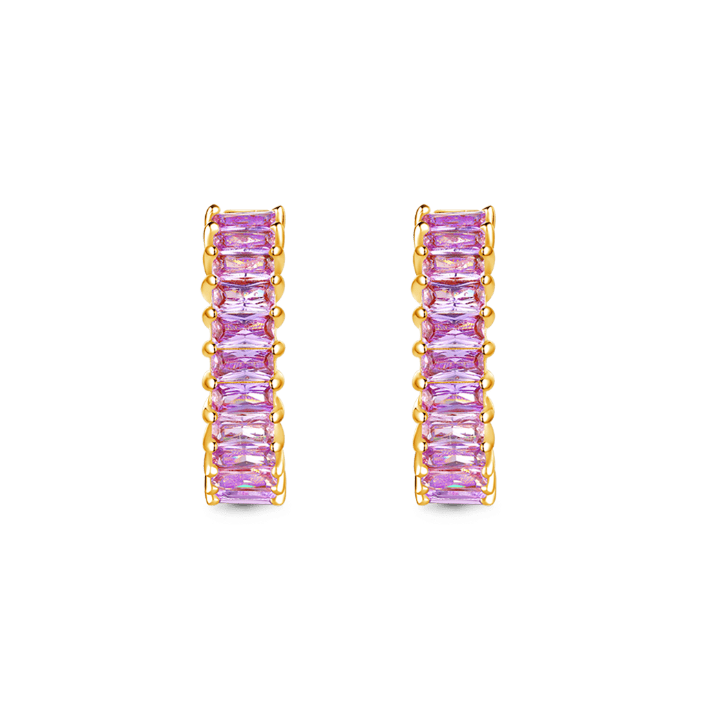 Gnoce Amethyst Baguette Cut Eternity Hoop Earrings_2