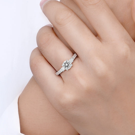 Gnoce Round Gemstone Trellis Engagement Ring with Twisted Rope Inside_5