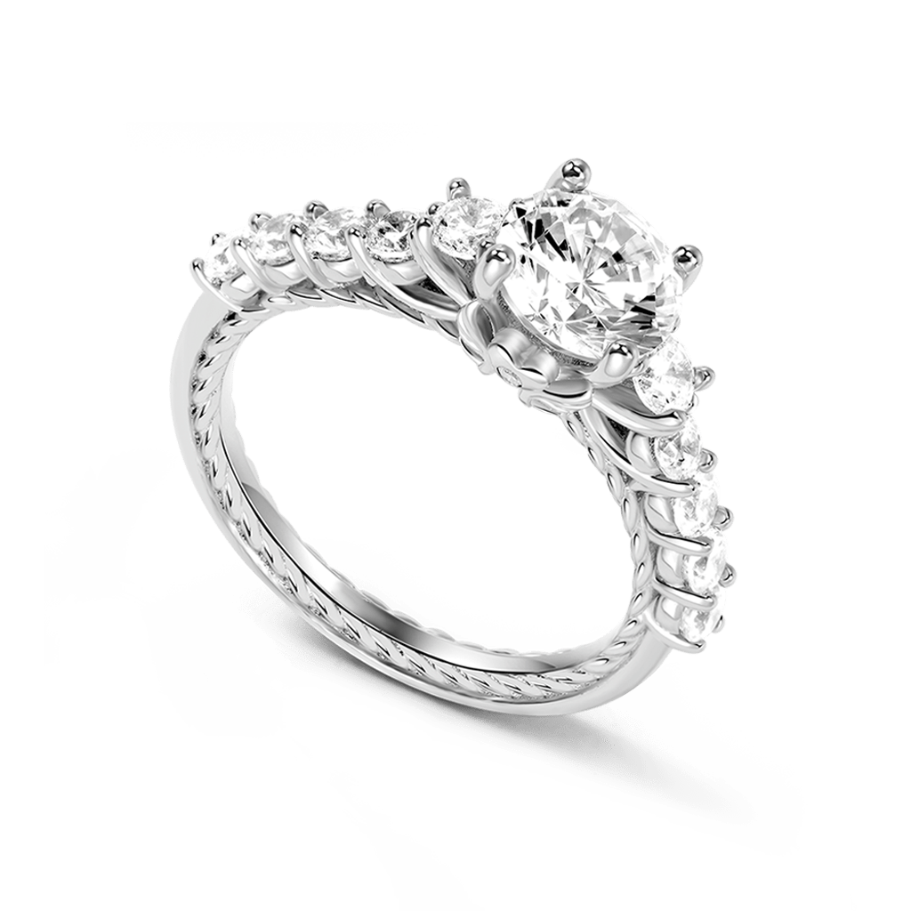 Gnoce Round Gemstone Trellis Engagement Ring with Twisted Rope Inside_2