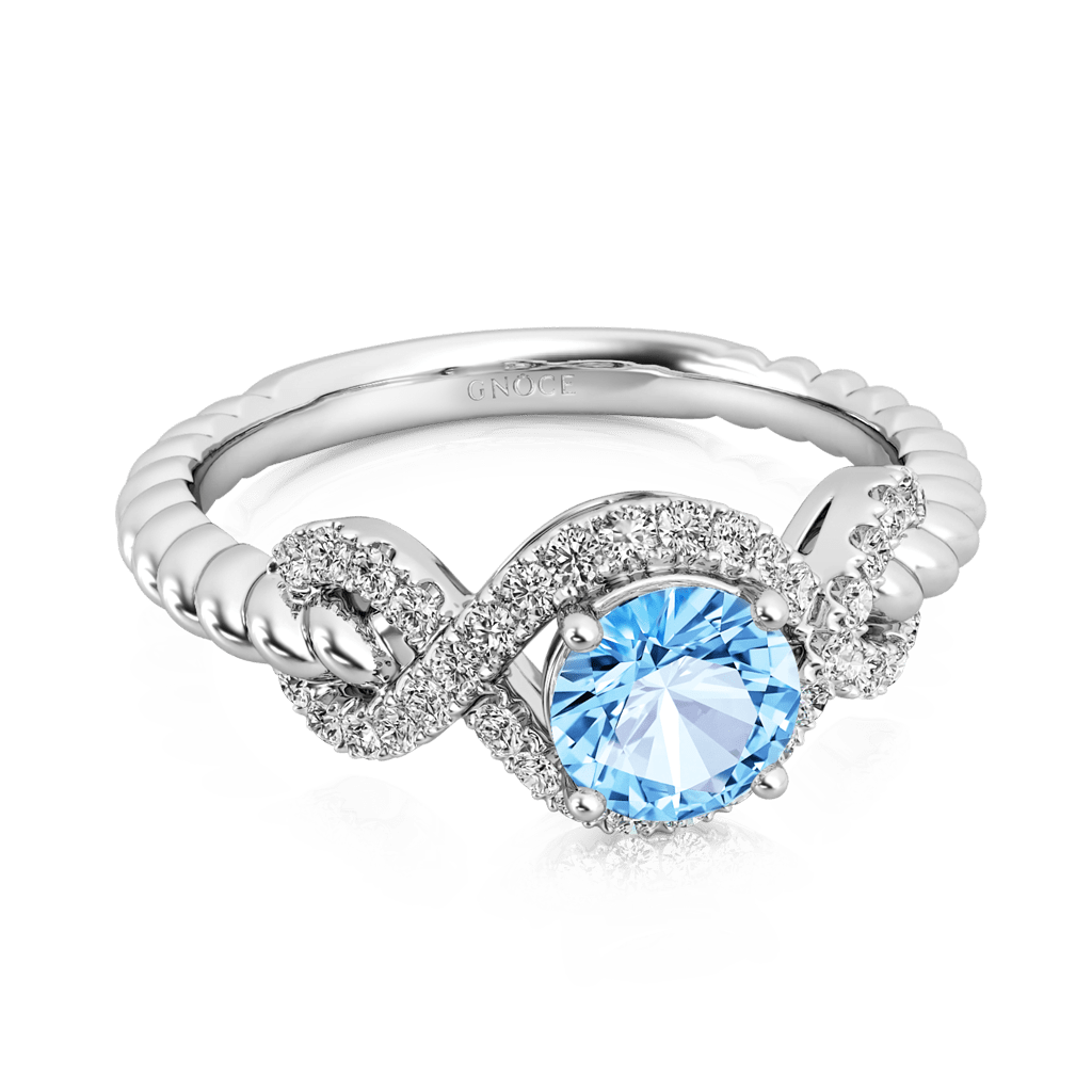Gnoce Round Cut Twist Infinity Birthstone Ring_4