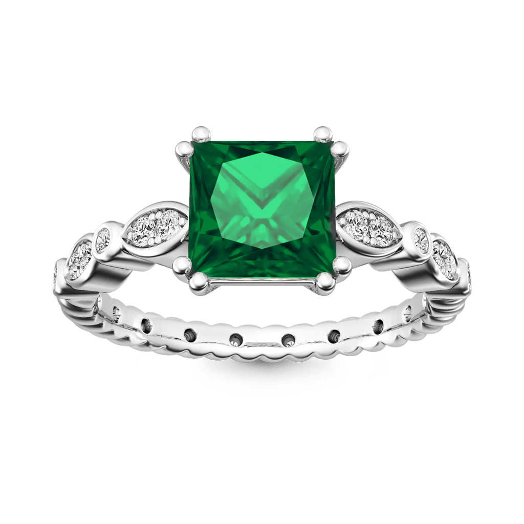 Gnoce Vintage Princess Cut Emerald Engagement Ring_1