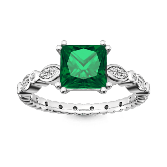 Gnoce Vintage Princess Cut Emerald Engagement Ring_1
