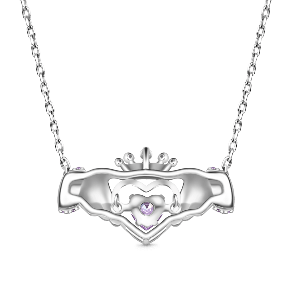 Gnoce Hands Heart Crown Pendant Necklace_3