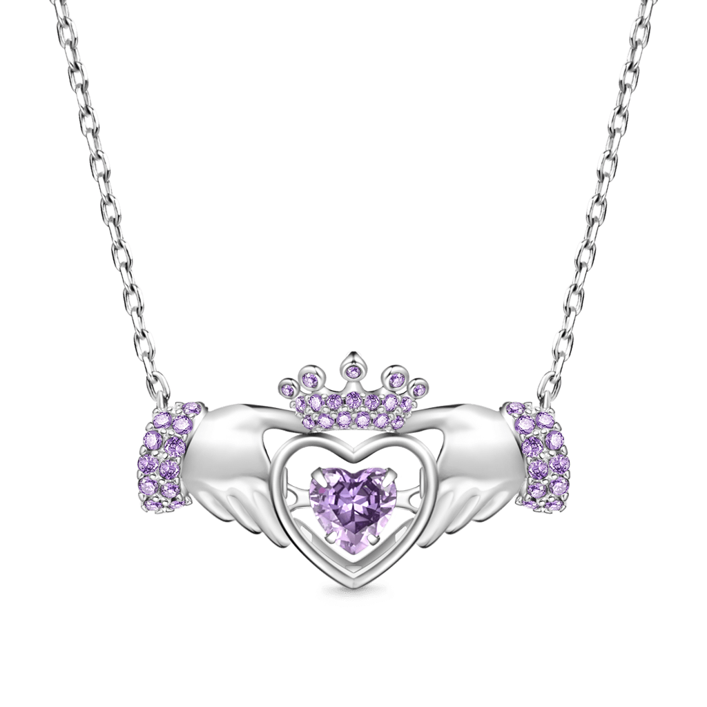 Gnoce Hands Heart Crown Pendant Necklace_2