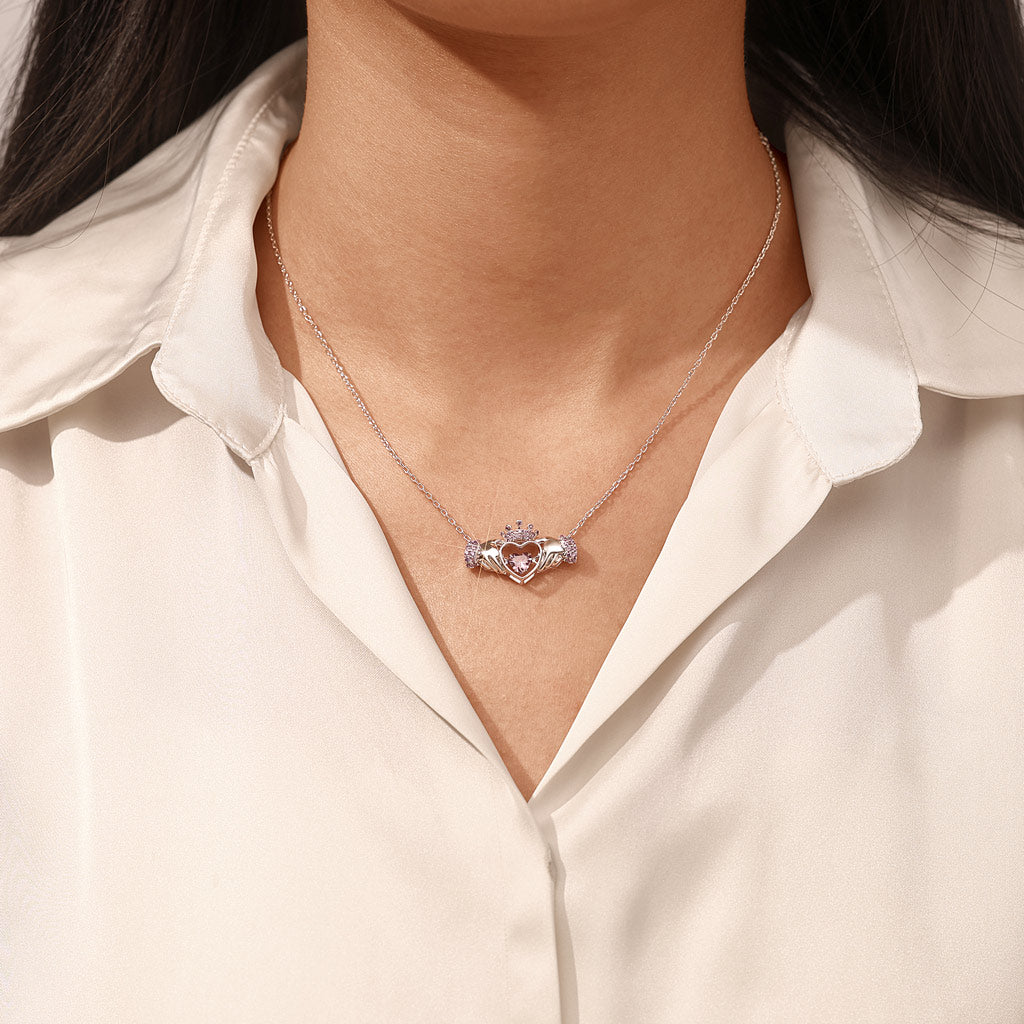 Gnoce Hands Heart Crown Pendant Necklace_6