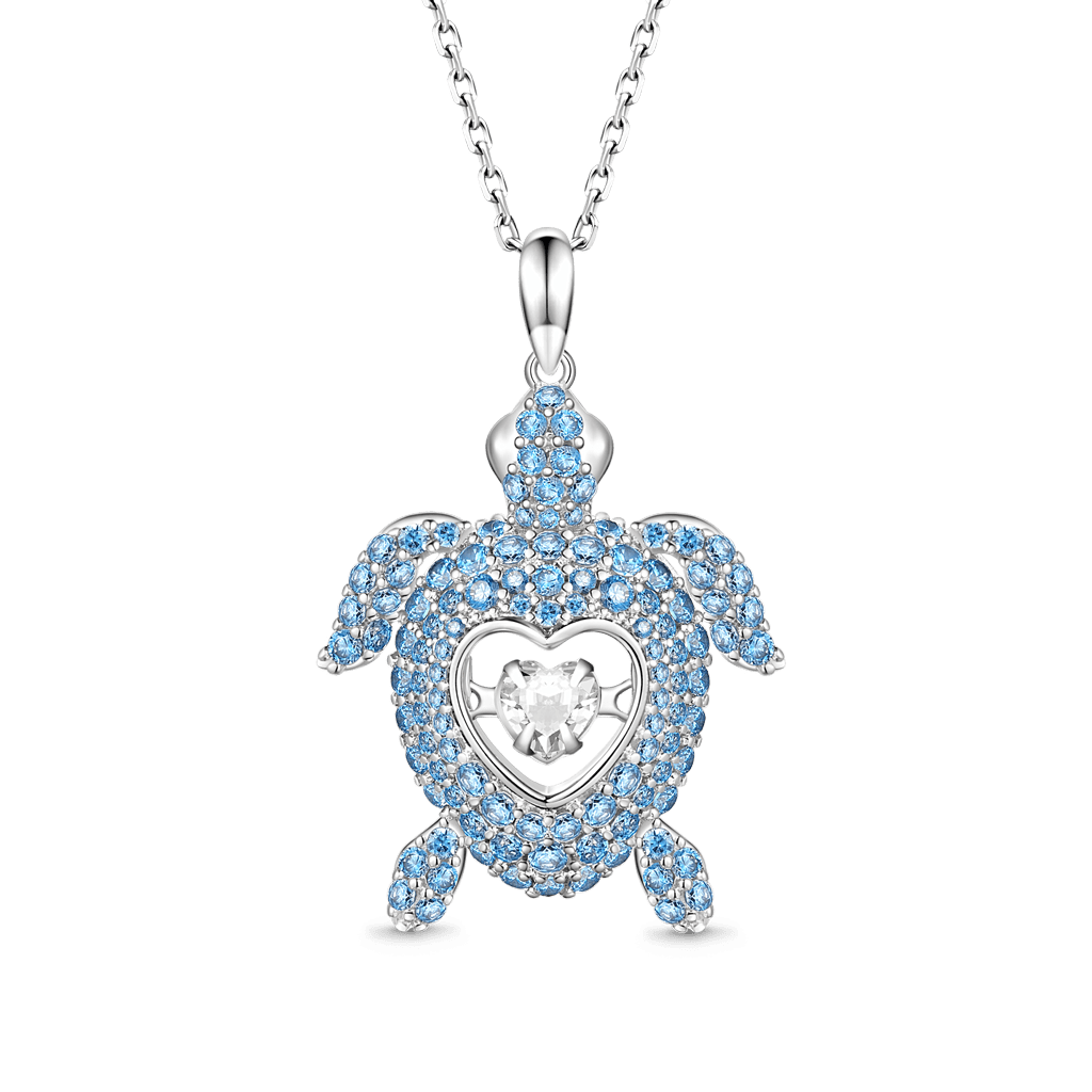 Gnoce Turtle Dancing Heart Pendant Necklace_2